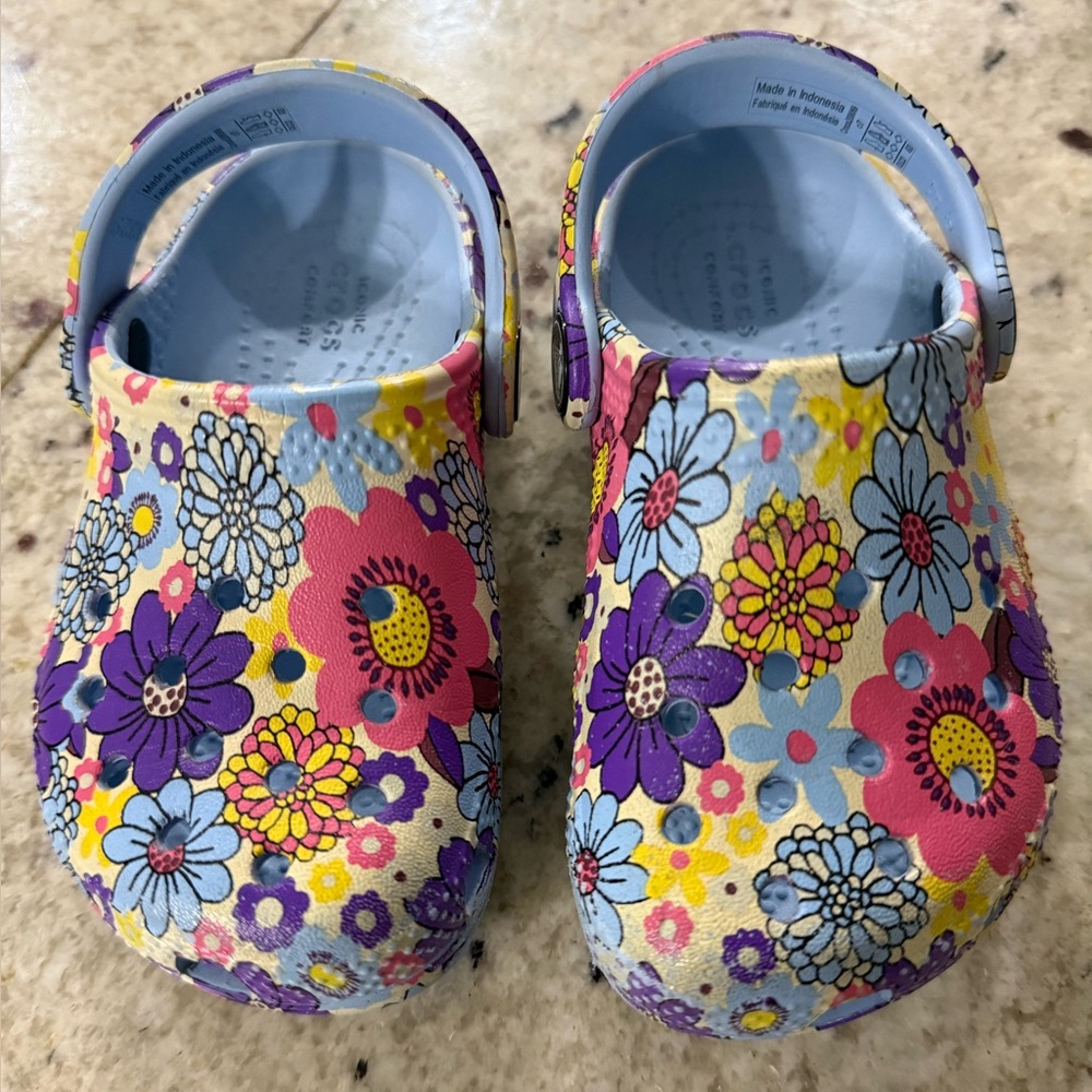 CROCS Kids Floral Sandals - Yellow, Purple, Blue